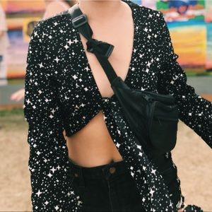 Miley & Molly Black Starred Tie Top in Small